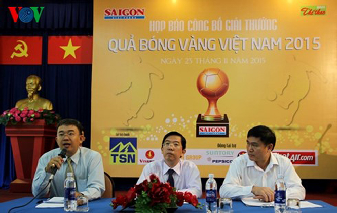  Buổi họp báo công bố giải QBV 2015. (Ảnh: Hà Khánh)