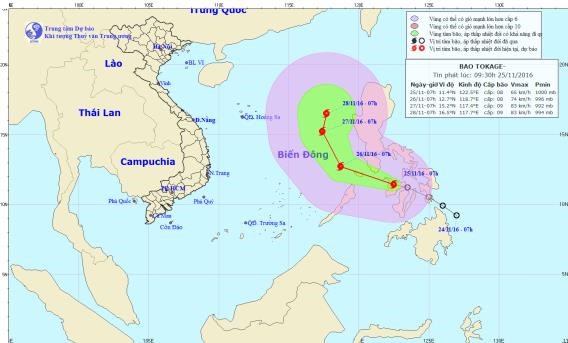 Đường đi và vị trí cơn bão. (Nguồn: nchmf.gov.vn)