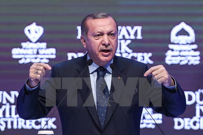 Tổng thống Tayyip Erdogan phát biểu tại Istanbul. (Nguồn: AFP/TTXVN)