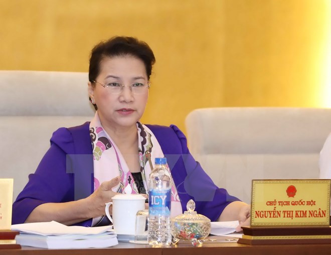 Chủ tịch Quốc hội Nguyễn Thị Kim Ngân chủ trì phiên họp thứ 9, Ủy ban Thường vụ Quốc hội. (Ảnh: Phương Hoa/TTXVN)