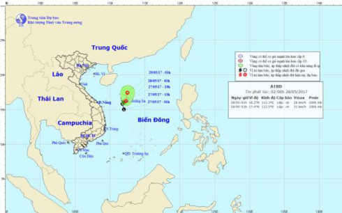  Hình ảnh đường đi của áp thấp.