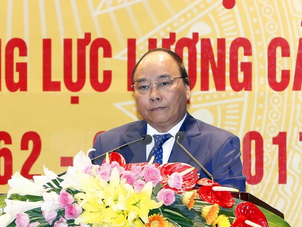 Thủ tướng Nguyễn Xuân Phúc phát biểu tại buổi lễ. (Ảnh: Thống Nhất/TTXVN)
