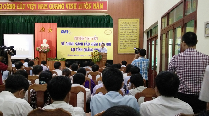 Quang cảnh hội nghị tuyên truyền về chính sách Bảo hiểm tiền gửi.