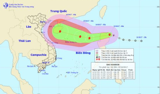 Chùm ảnh đường đi và vị trí cơn bão. (Nguồn: nchmf.gov.vn)