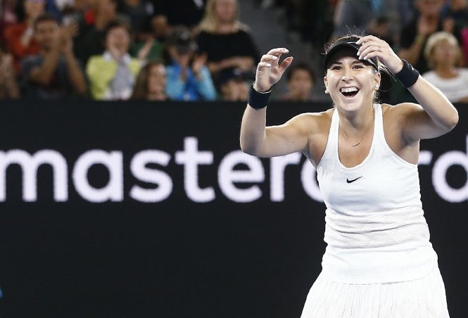 Phản ứng vui mừng của Bencic sau trận thắng. Ảnh: REUTERS