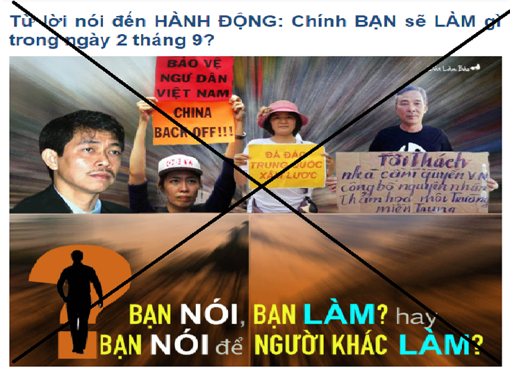 Lời kích động biểu tình trên một số trang mạng phản động.