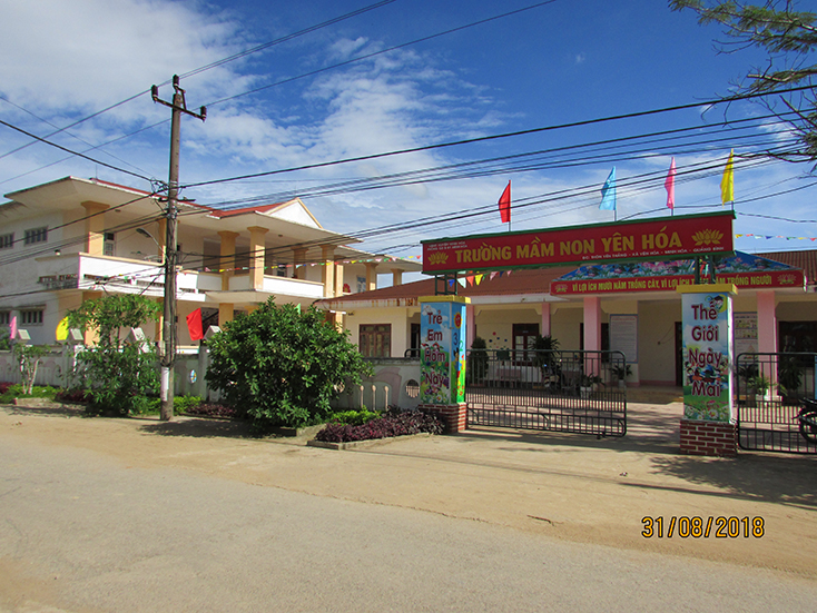 Trường mầm non Yên Hóa được đầu tư xây dựng khang trang. 