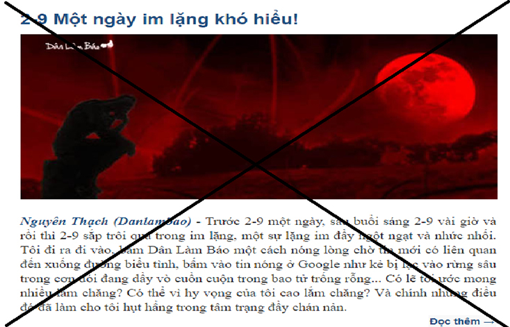 Lời thú nhận thất bại trên 1 trang mạng phản động.