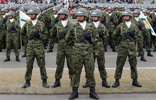 Binh sỹ GSDF tại căn cứ quân sự Asaka, Tokyo, Nhật Bản. (Nguồn: AFP/TTXVN)