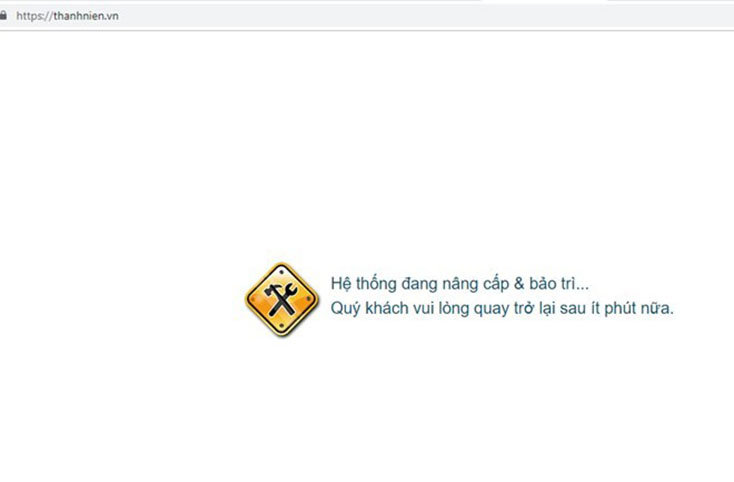 Ảnh chụp giao diện trang web thanhnien.vn vào đầu giờ chiều ngày 23-9. (Ảnh chụp màn hình)