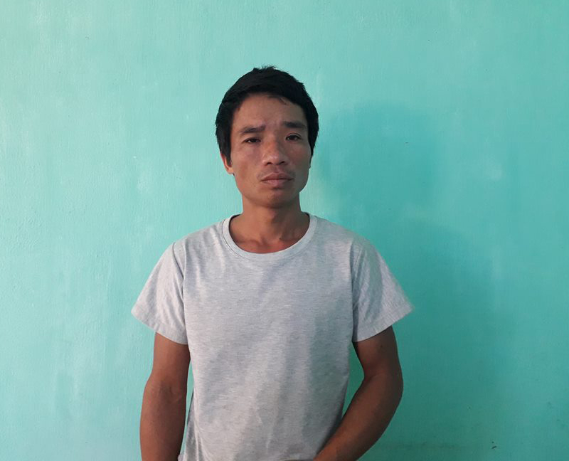 Đối tượng Nguyễn Công tại cơ quan điều tra Công an huyện Bố Trạch.