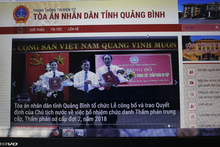 Giao diện Trang thông tin điện tử TAND tỉnh