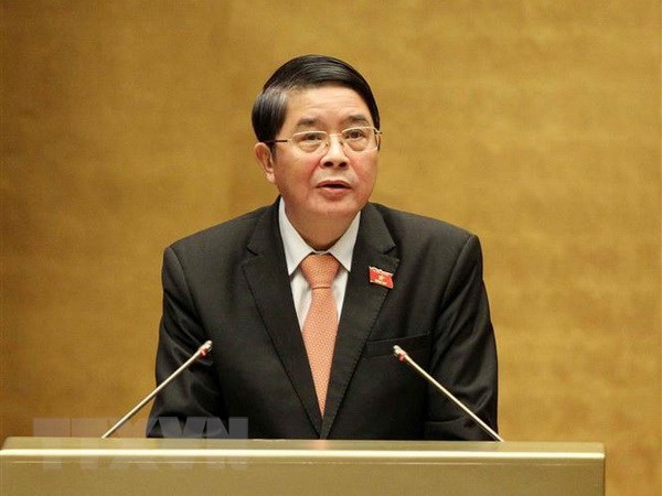Chủ nhiệm Ủy ban Tài chính-Ngân sách của Quốc hội Nguyễn Đức Hải trình bày Báo cáo tiếp thu, giải trình ý kiến đại biểu Quốc hội về phương án phân bổ ngân sách trung ương năm 2019 và dự thảo Nghị quyết của Quốc hội về phân bổ ngân sách trung ương năm 2019. (Ảnh: Văn Điệp/TTXVN)
