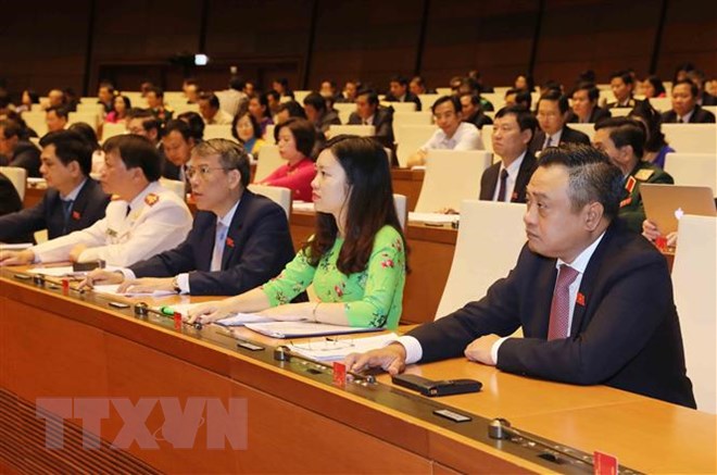 Đại biểu Quốc hội biểu quyết thông qua Luật Quy hoạch. (Ảnh: Phương Hoa/TTXVN)