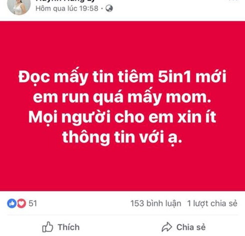 Thông tin về một số phản ứng sau khi tiêm vaccine ComBe Five khiến nhiều bà mẹ lo lắng.