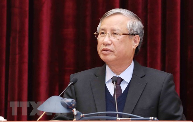 Ông Trần Quốc Vượng, Ủy viên Bộ Chính trị, Thường trực Ban Bí thư phát biểu chỉ đạo hội nghị. (Ảnh: Phương Hoa/TTXVN)