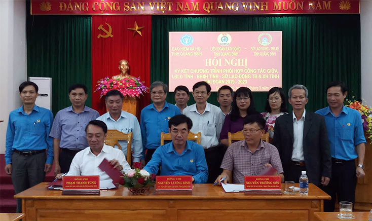 LĐLĐ tỉnh, BHXH tỉnh, Sở Lao động thương binh & Xã hội tỉnh ký kết chương trình phối hợp giai đoạn 2019-2023