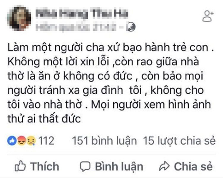 Status tố cáo linh mục Nho đánh trẻ em.