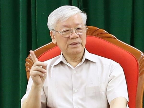 Tổng Bí thư, Chủ tịch nước Nguyễn Phú Trọng phát biểu kết luận buổi họp. (Ảnh: Trí Dũng/TTXVN)