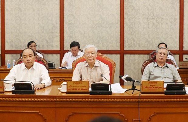Tong Bi thu, Chu tich nuoc Nguyen Phu Trong chu tri hop Bo Chinh tri hinh anh 2Tổng Bí thư, Chủ tịch nước Nguyễn Phú Trọng chủ trì họp Bộ Chính trị (Ảnh: Trí Dũng/TTXVN)