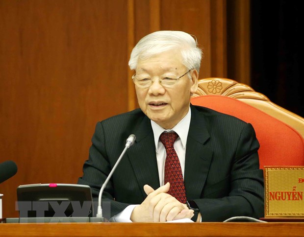 Be mac Hoi nghi lan thu 10, Ban Chap hanh Trung uong Dang khoa XII hinh anh 1Tổng Bí thư, Chủ tịch nước Nguyễn Phú Trọng phát biểu bế mạc hội nghị. (Ảnh: Phương Hoa/TTXVN)