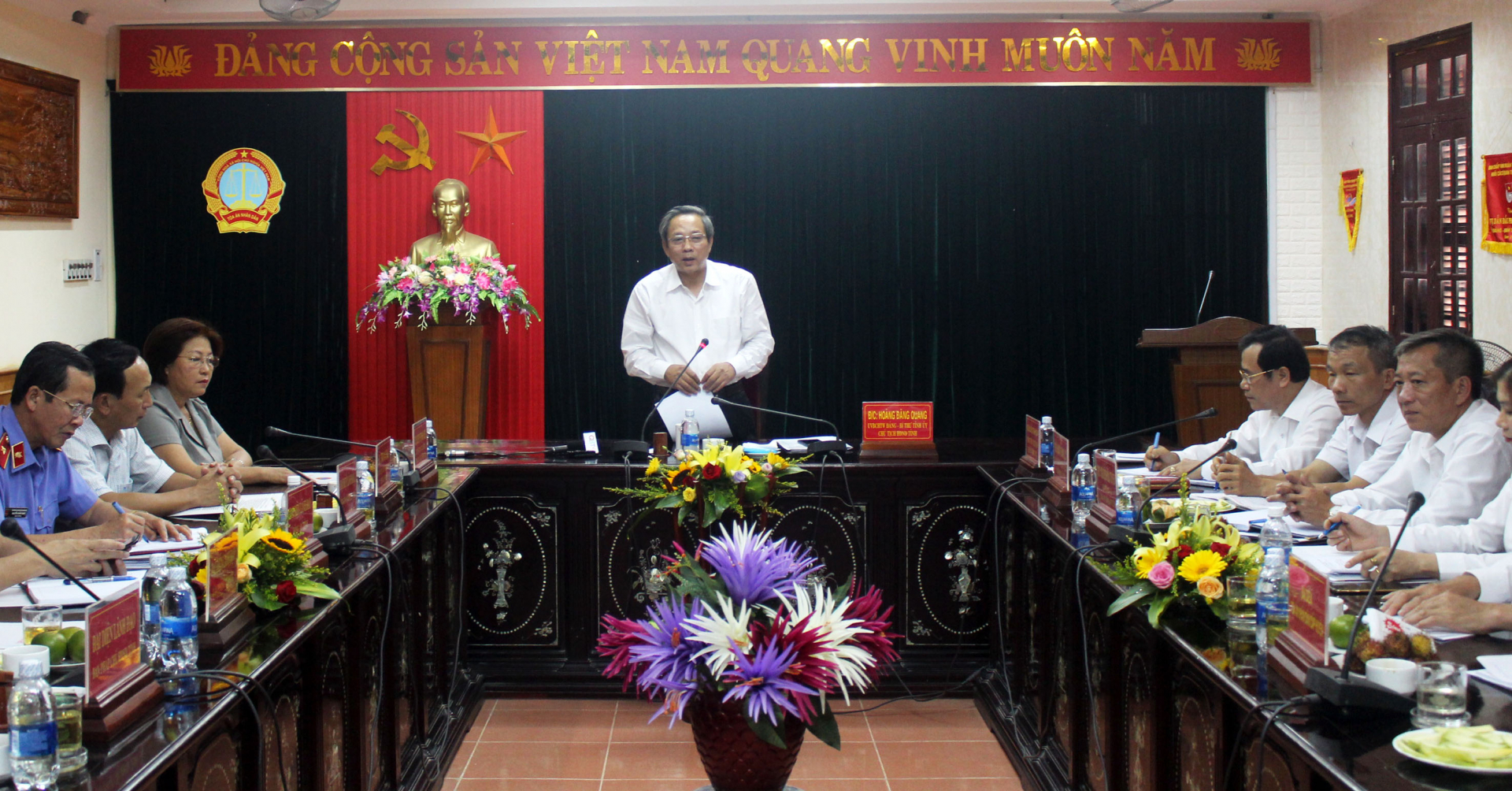 Đồng chí Bí thư Tỉnh uỷ Hoàng Đăng Quang phát biểu kết luân tại buổi làm việc