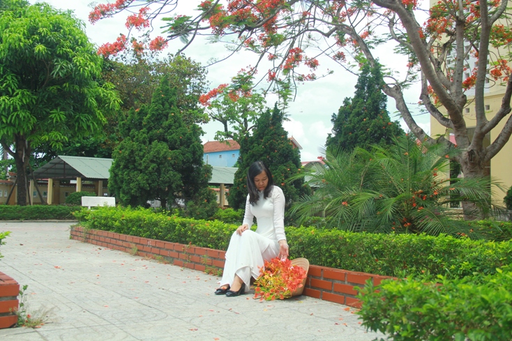 Tháng 5, hoa phượng nở rộ, báo hiệu chia tay thời áo trắng học trò. (Ảnh: Đ.V)