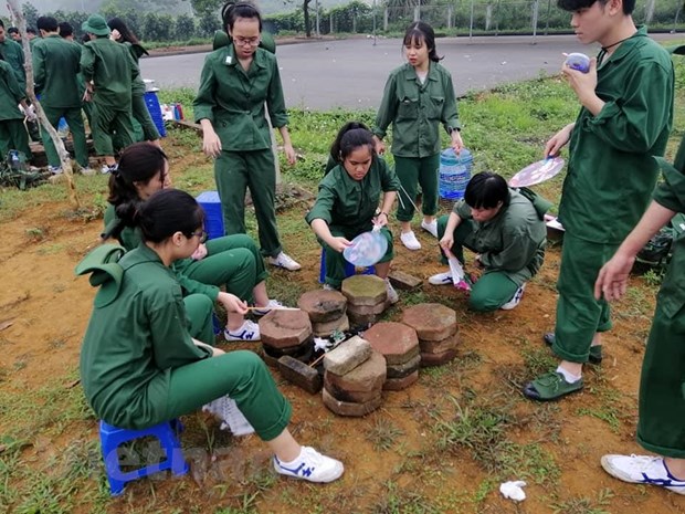 Một trải nghiệm trong Tuần quân sự. (Ảnh: Trần Huy/Vietnam+)