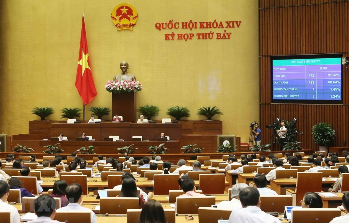 Quốc hội biểu quyết thông qua Luật Kiến trúc. (Ảnh: Doãn Tấn/TTXVN)