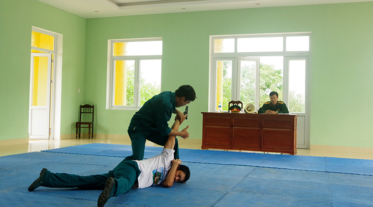 Các VĐV thi môn võ đối kháng. 
