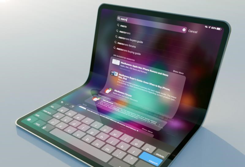  Phác họa một mẫu máy tính bảng màn hình gập. (Nguồn: macrumors)