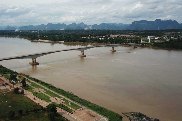 Mực nước sông Mekong tại huyện Muang, tỉnh Nakhon Phanom, Thái Lan. (Nguồn: bangkokpost.com)
