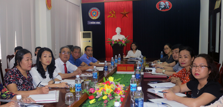 Quang cảnh hội nghị tại điểm cầu trực tuyến Quảng Bình.