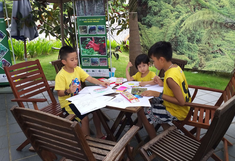 Các em vẽ tranh các loài động vật hoang dã cần được bảo vệ
