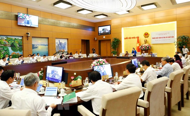 Quang cảnh Phiên chất vấn và trả lời chất vấn. (Ảnh: Văn Điệp/TTXVN)