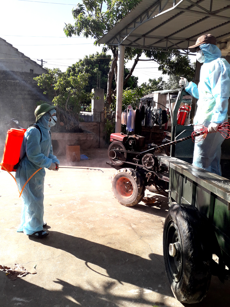 Cơ quan chức năng thực hiện tốt việc tiêu độc khử trùng xung quanh ổ dịch.