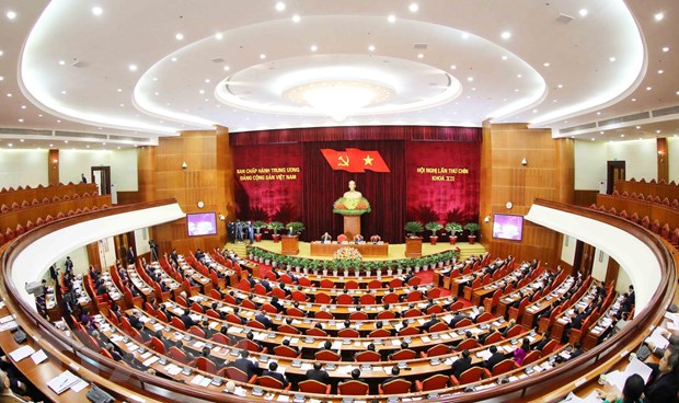 Chinh don Dang theo Di chuc Bac Ho: Bat dau tu cong tac can bo hinh anh 3Toàn cảnh Hội nghị Ban Chấp hành Trung ương lần thứ chín, Khóa XII. (Ảnh: TTXVN)