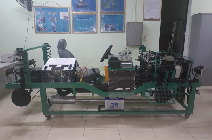 Mặt bên của mô hình Tổng quan ô tô động cơ phun xăng điện tử.