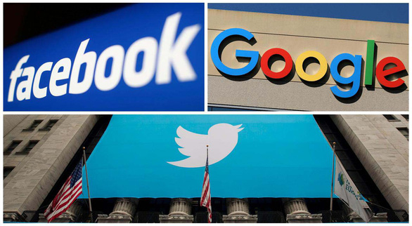 Logo của Facebook, Google và Twitter - Ảnh: REUTERS