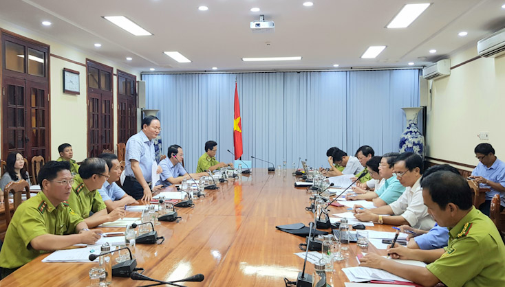 Đồng chí Lê Minh Ngân phát biểu tại buổi làm việc. 