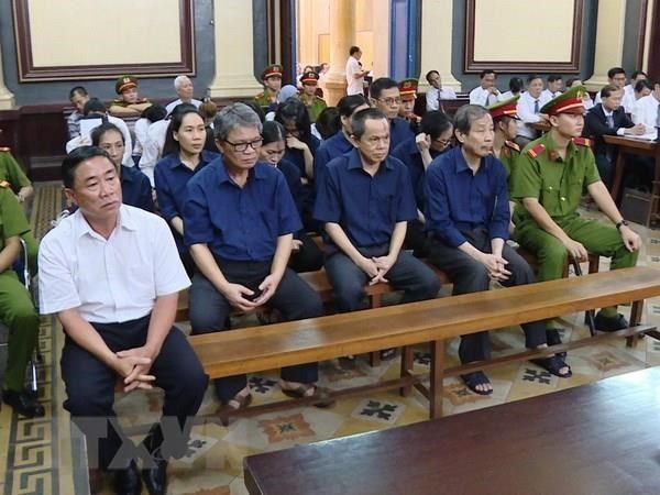 Các bị cáo tại phiên tòa ngày 21-5-2018. (Ảnh: Thành Chung/TTXVN)