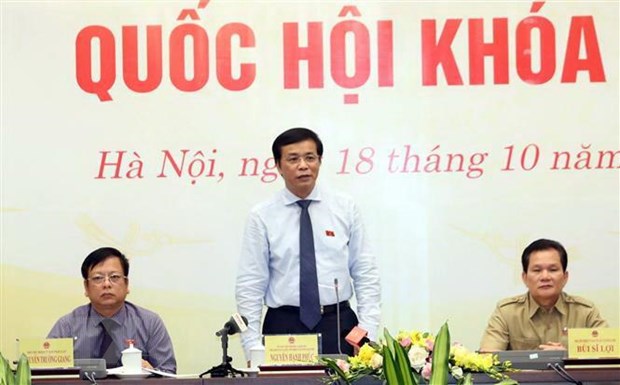 Ky hop thu 8, Quoc hoi khoa XIV se ung dung cong nghe tien tien hinh anh 2Tổng Thư ký, Chủ nhiệm Văn phòng Quốc hội Nguyễn Hạnh Phúc chủ trì buổi họp báo dự kiến chương trình kỳ họp thứ tám, Quốc hội khóa XIV. (Ảnh: Trọng Đức/TTXVN)