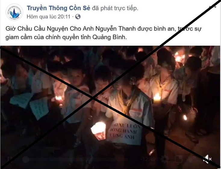 Hoạt động thắp nến cầu nguyện cho kẻ phạm tội ở giáo xứ Cồn Sẻ.