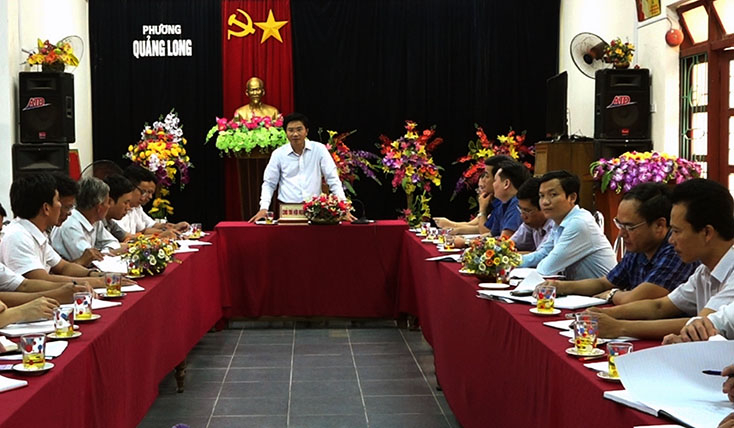 Đồng chí Trương An Ninh, Bí thư Thị ủy Ba Đồn phát biểu kết luận buổi làm việc.