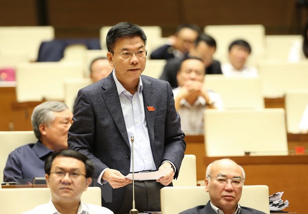  Đại biểu Quốc hội tỉnh Kiên Giang Lê Thành Long phát biểu. (Ảnh: Dương Giang/TTXVN)