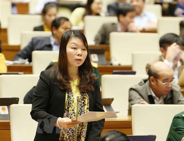 Đại biểu Quốc hội tỉnh Bắc Giang Hà Thị Lan phát biểu. (Ảnh: Phương Hoa/TTXVN)