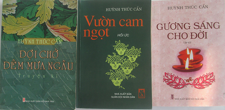 Trang bìa 3 tác phẩm của Huỳnh Thúc Cẩn. 