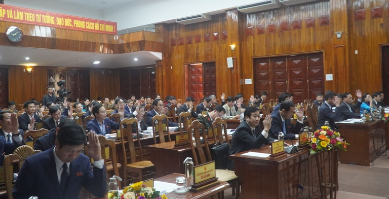 Các đại biểu biểu quyết thông qua nghị quyết