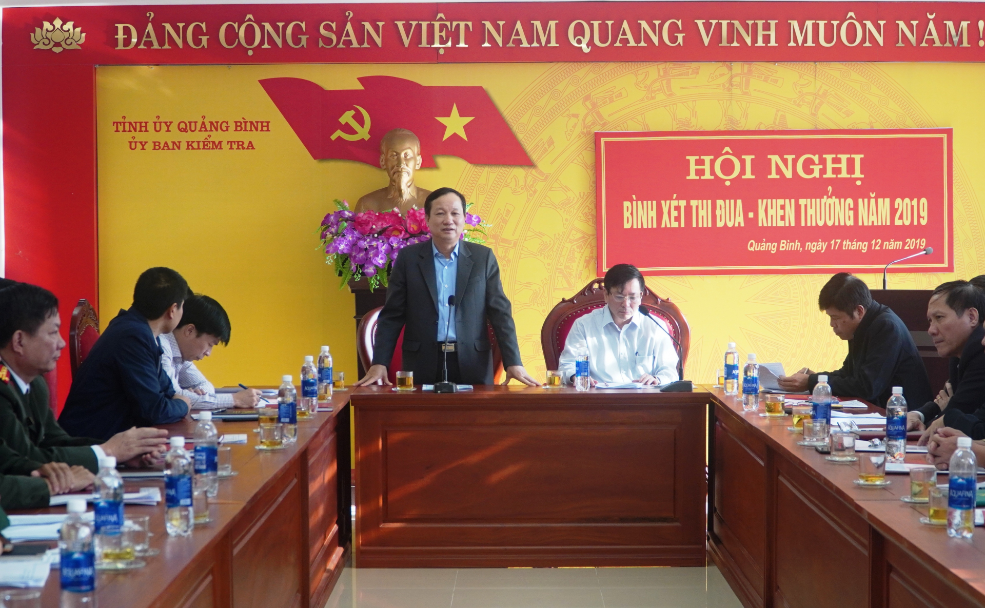 Đồng chí Chủ nhiệm UBKT Tỉnh ủy Đinh Công Hải phát biểu tại hội nghị