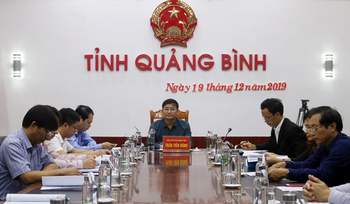 Các đại biểu tham dự hội nghị tại điểm cầu Quảng Bình.